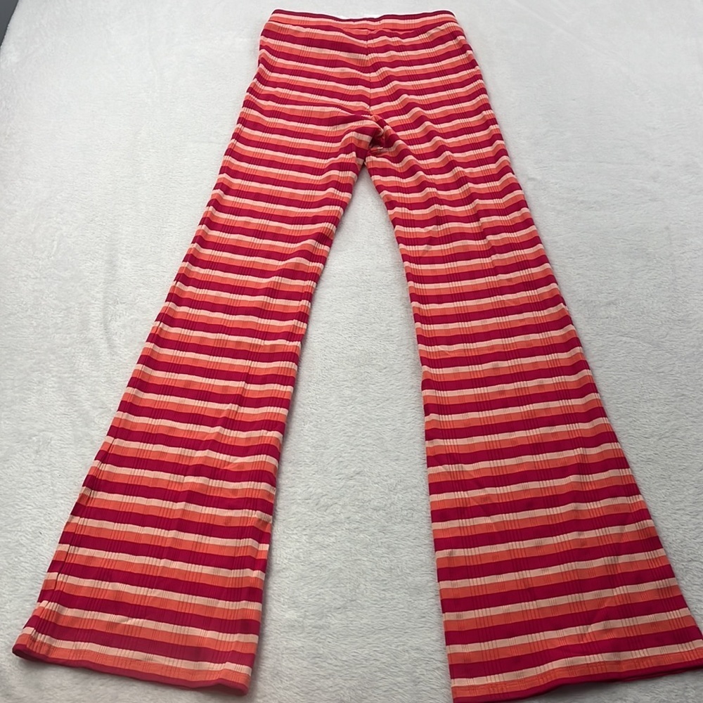 NWT L Space XS S‎ Paloma Pant Pink, Orange Stripe Flare Stretchy Lyocell Pants